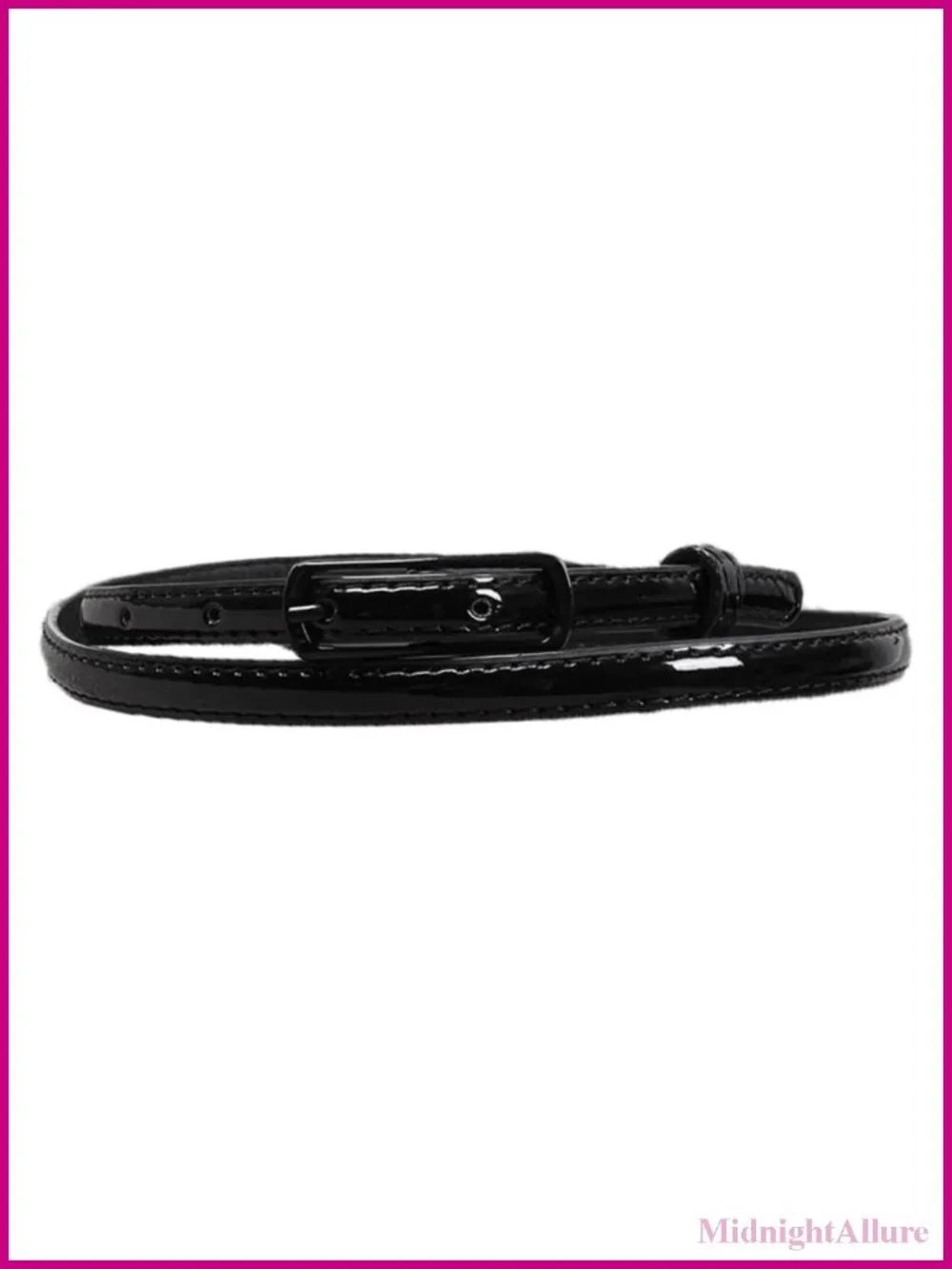 Skinny PU Patent Leather Belt Women Waist Belt with Buckle for Dress Jeans